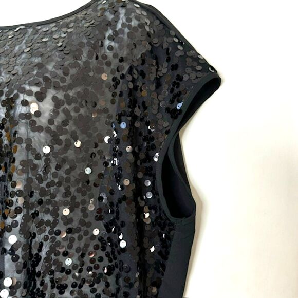 LANE BRYANT BLACK SHEER SEQUIN POPOVER TOP PLUS SIZE 18 NWOT - Picture 6 of 10